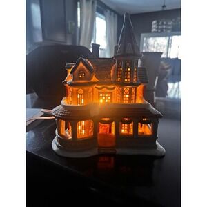 Dickens Collectables Towne Srs Porcelain Lighted House Victorian Manor 429-6598